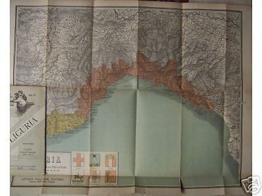 Carta Liguria 1895 Vallardi: Genova, Spezia, Monaco, Piemonte, Toscana