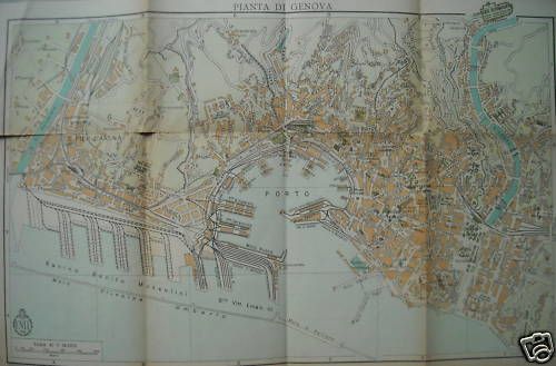 Mappa Topografica Storica Di Genova Porto E Molo Anni '30