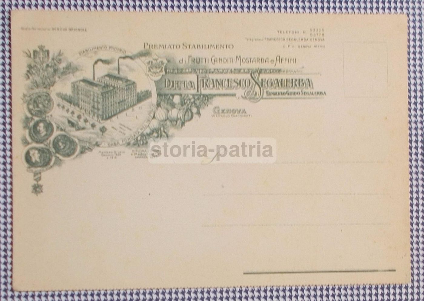 Cartolina Pubblicitaria Ditta Segalerba Genova, 1910 1920