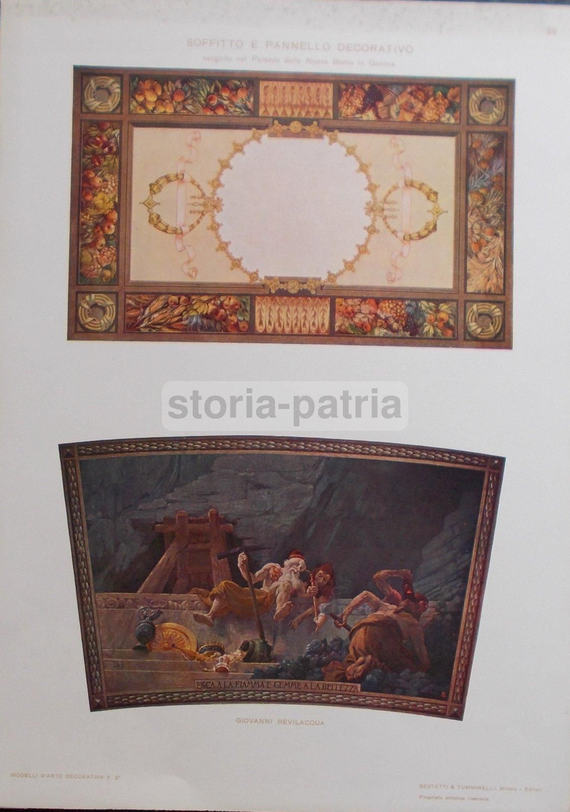 Pannelli Decorativi Del Palazzo Della Nuova Borsa A Genova, Stampe Di Giovanni Bevilacqua