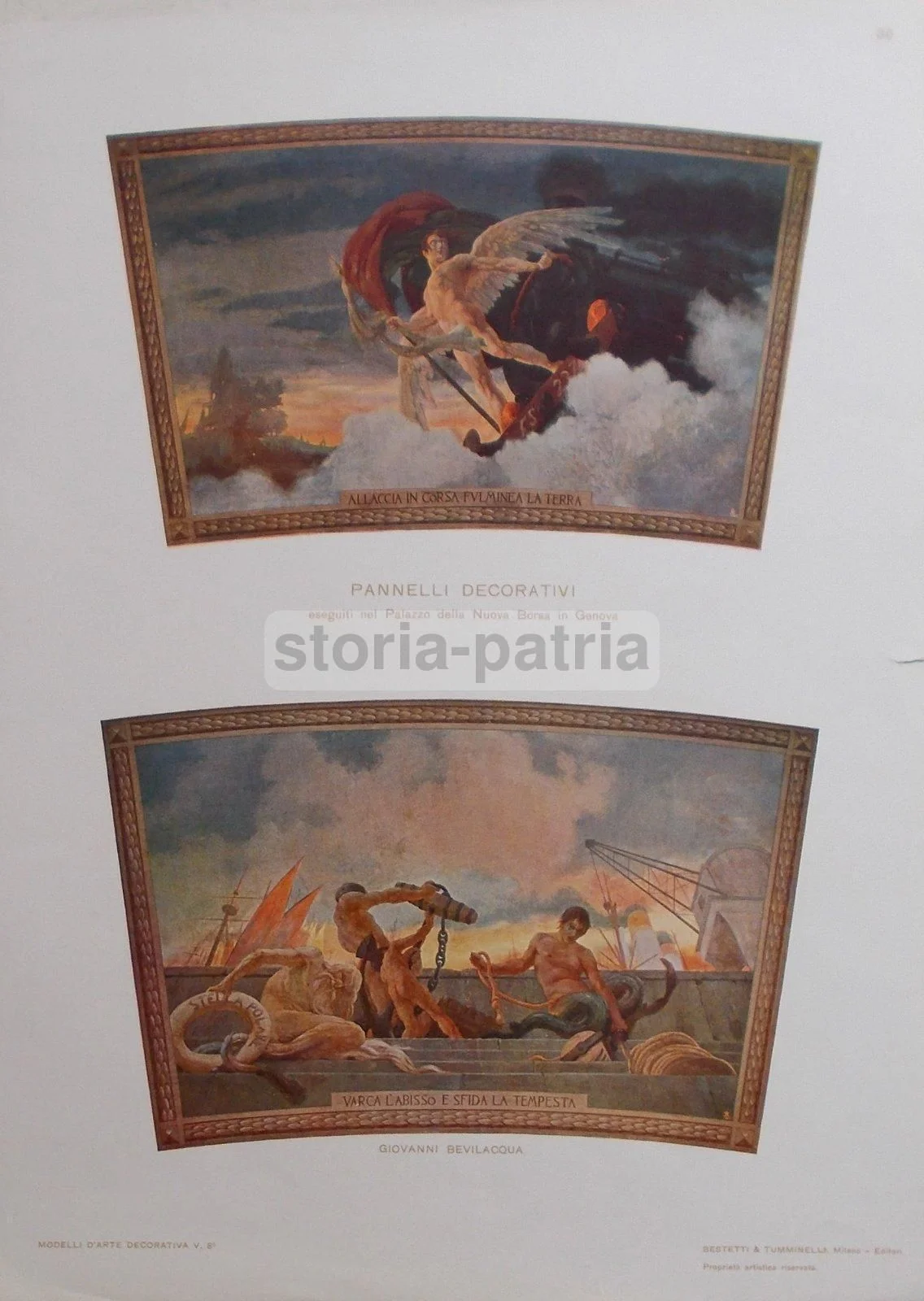 Pannelli Decorativi del Palazzo della Nuova Borsa a Genova, Stampe di Giovanni Bevilacqua