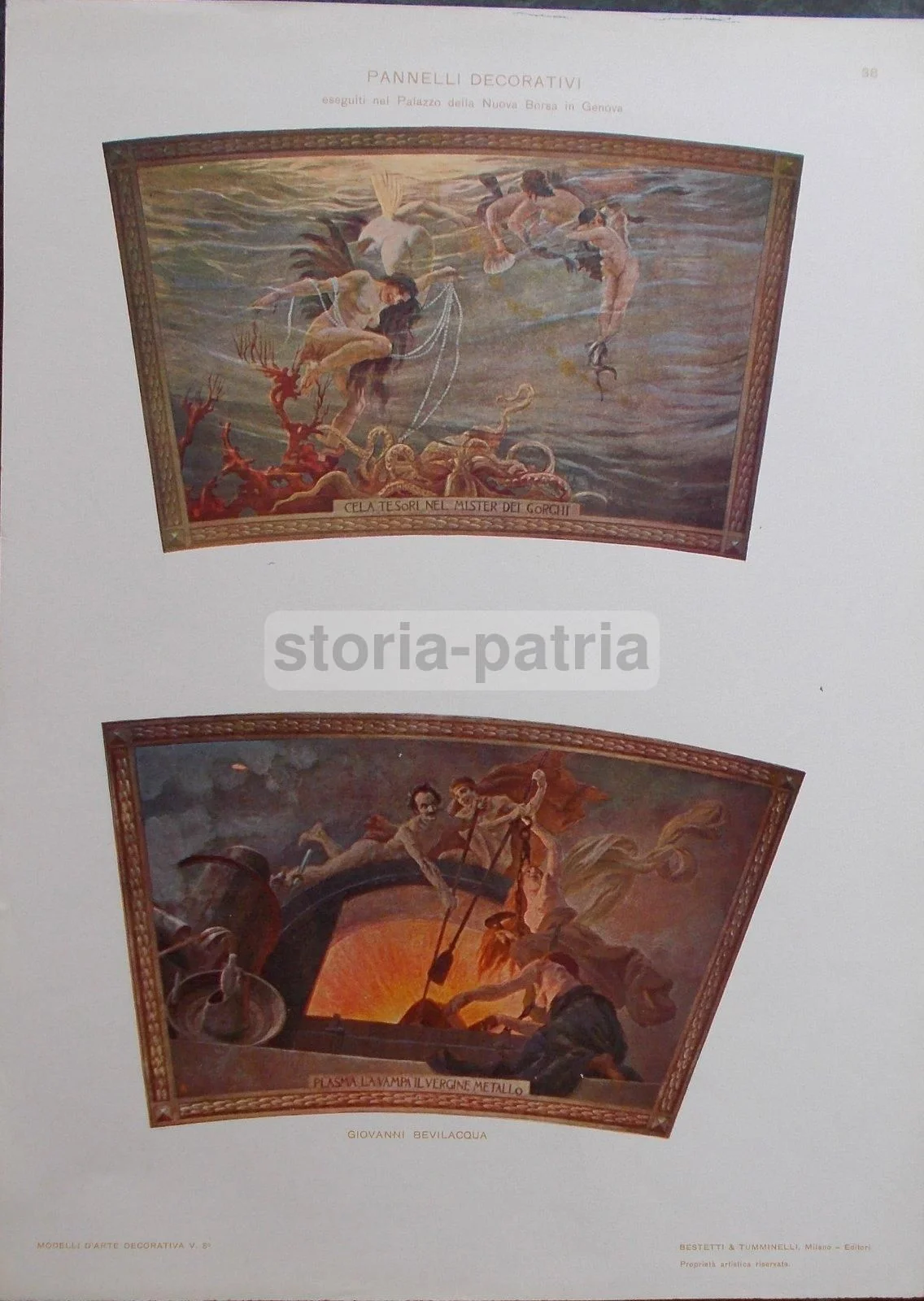 Pannelli Decorativi del Palazzo della Nuova Borsa a Genova, Stampe di Giovanni Bevilacqua