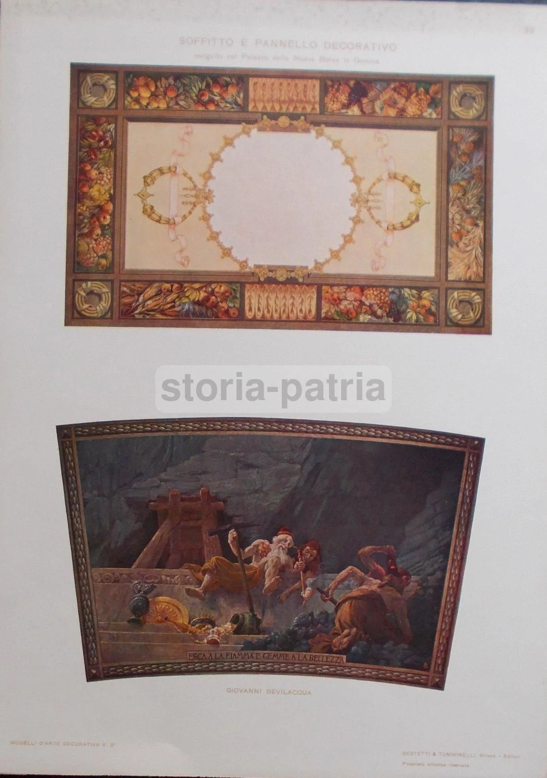 Pannelli Decorativi del Palazzo della Nuova Borsa a Genova, Stampe di Giovanni Bevilacqua