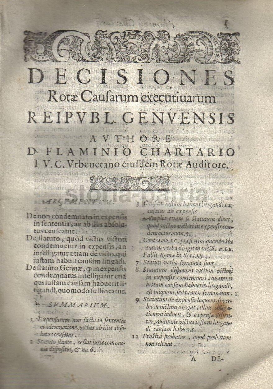 Decisiones Rotae Genuensis Di Flaminio Chartario, Venezia, 1600 Circa