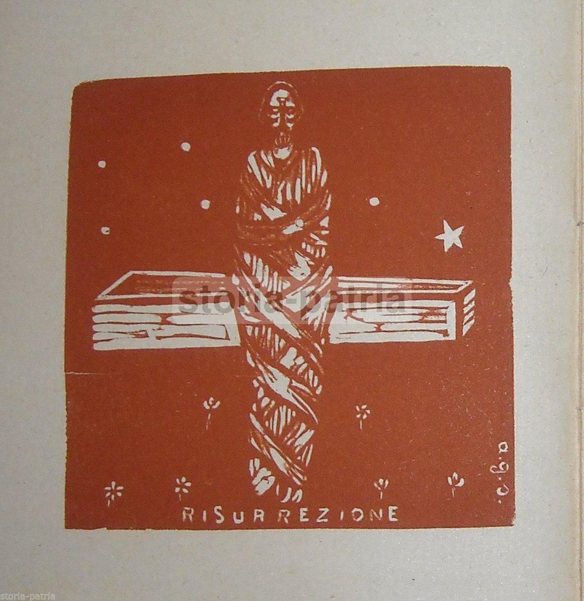 Xilografia Risurrezione Di A.G. Santagata, Genova, 1920, Stampa Antica