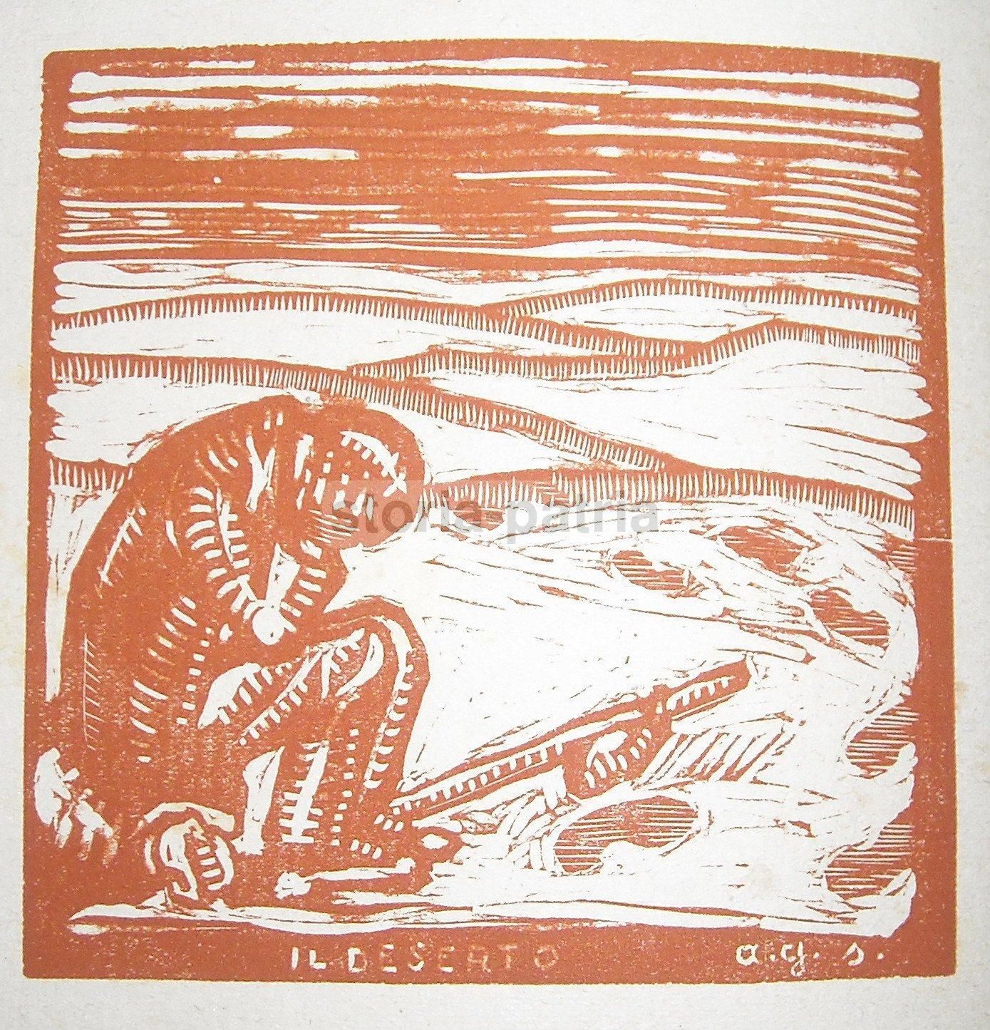 Incisione Il Deserto Di Antonio Giuseppe Santagata, Genova, Circa 1920