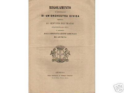 Regolamento d'Istituzione Dell'Orchestra Civica Di Genova (1850)