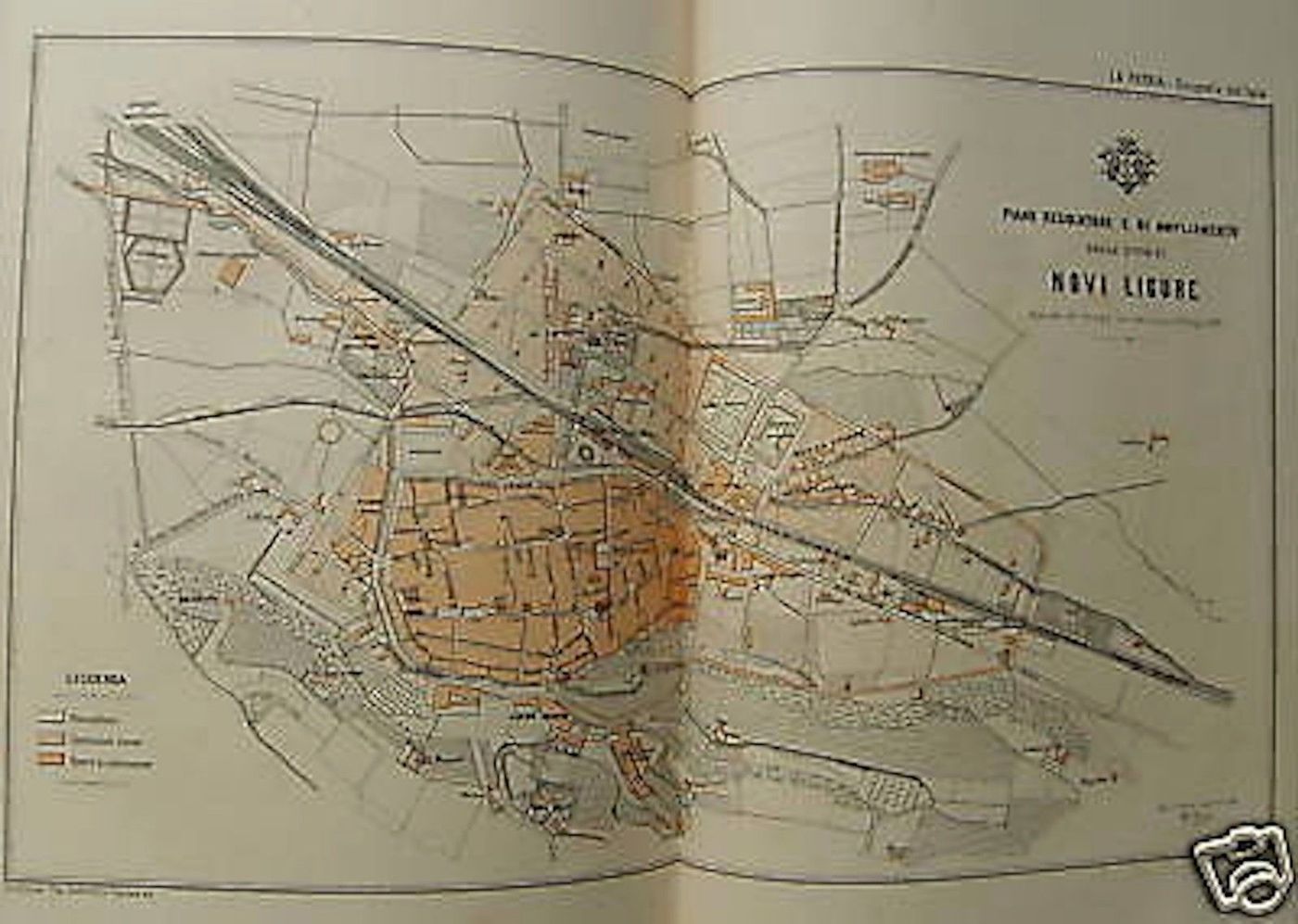 Piano Regolatore Novi Ligure 1889 Mappa Topografica Litografia