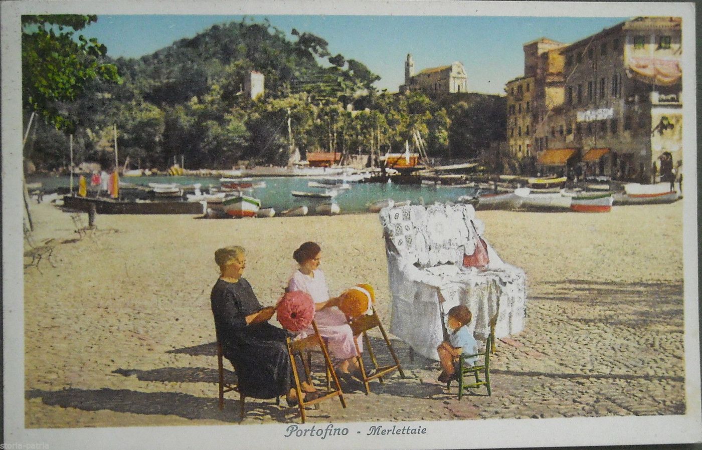Cartolina Antica Portofino, Merlettaie, Brunner & C. Como, Anni '20 '30