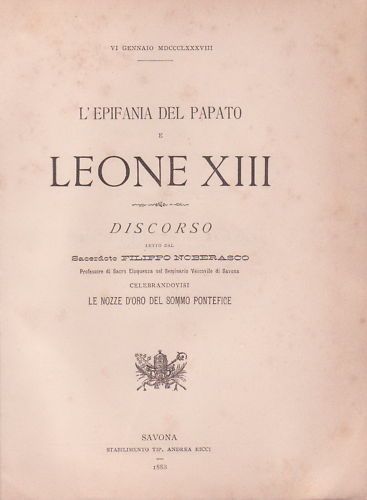 Leone XIII Nozze d'Oro 1883 Noberasco Savona Edizione Rara
