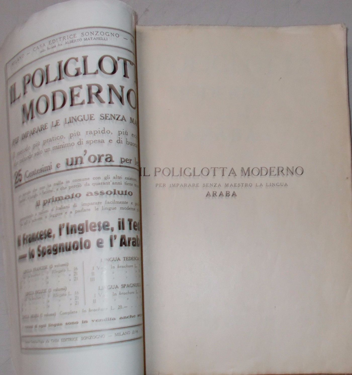 Manuale Lingua Araba Eugenio Levi 1933 Sonzogno Il Poliglotta