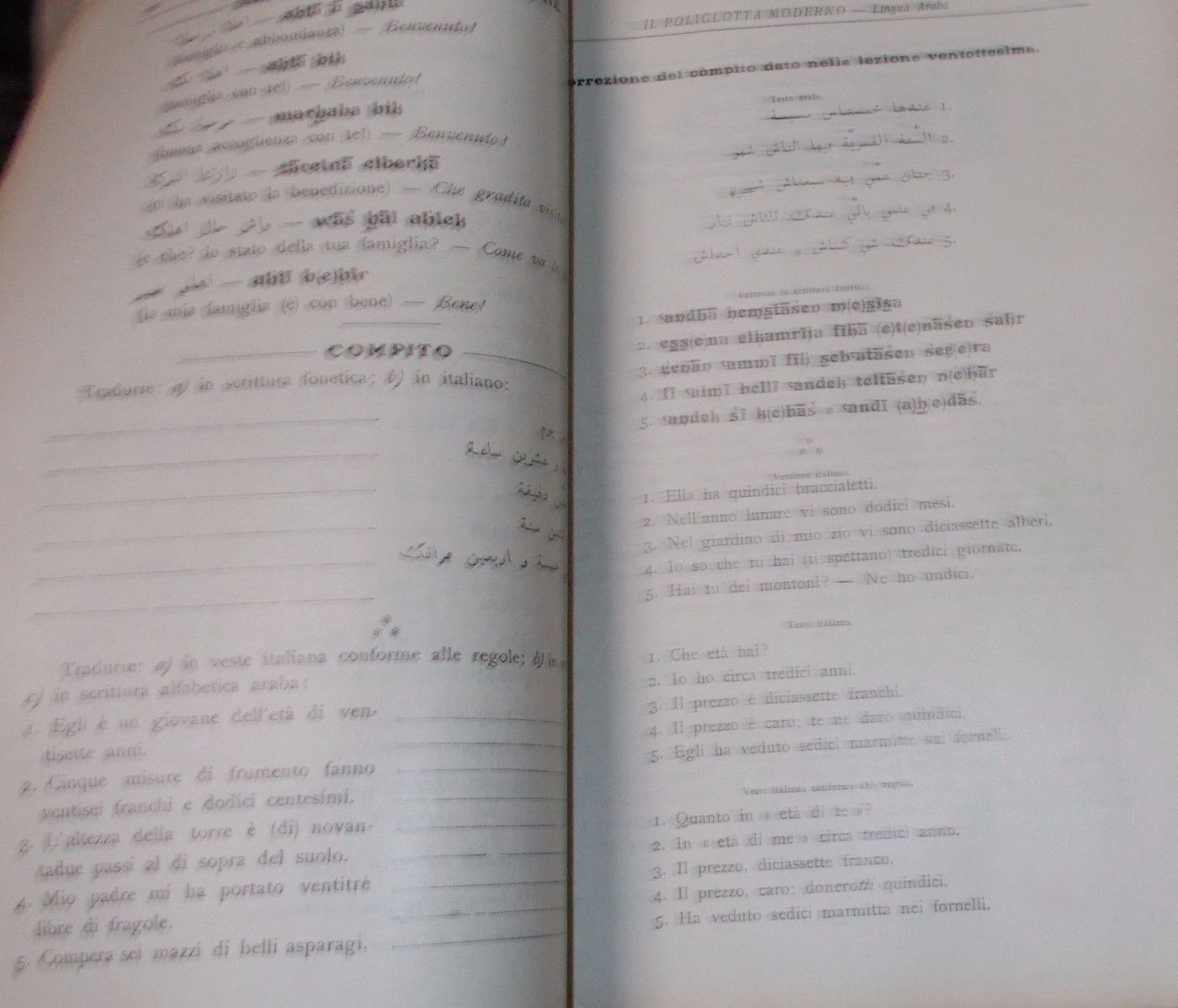 Manuale Lingua Araba Eugenio Levi 1933 Sonzogno Il Poliglotta