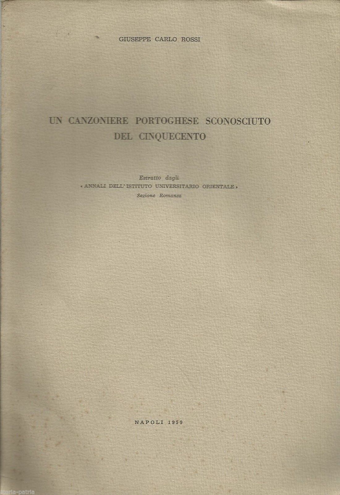 Canzoniere Portoghese Del '500, Francisco Da Costa, Rossi, 1959