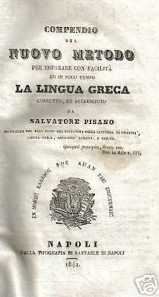 Compendio Di Grammatica Greca, Salvatore Salvatore, Napoli, 1842