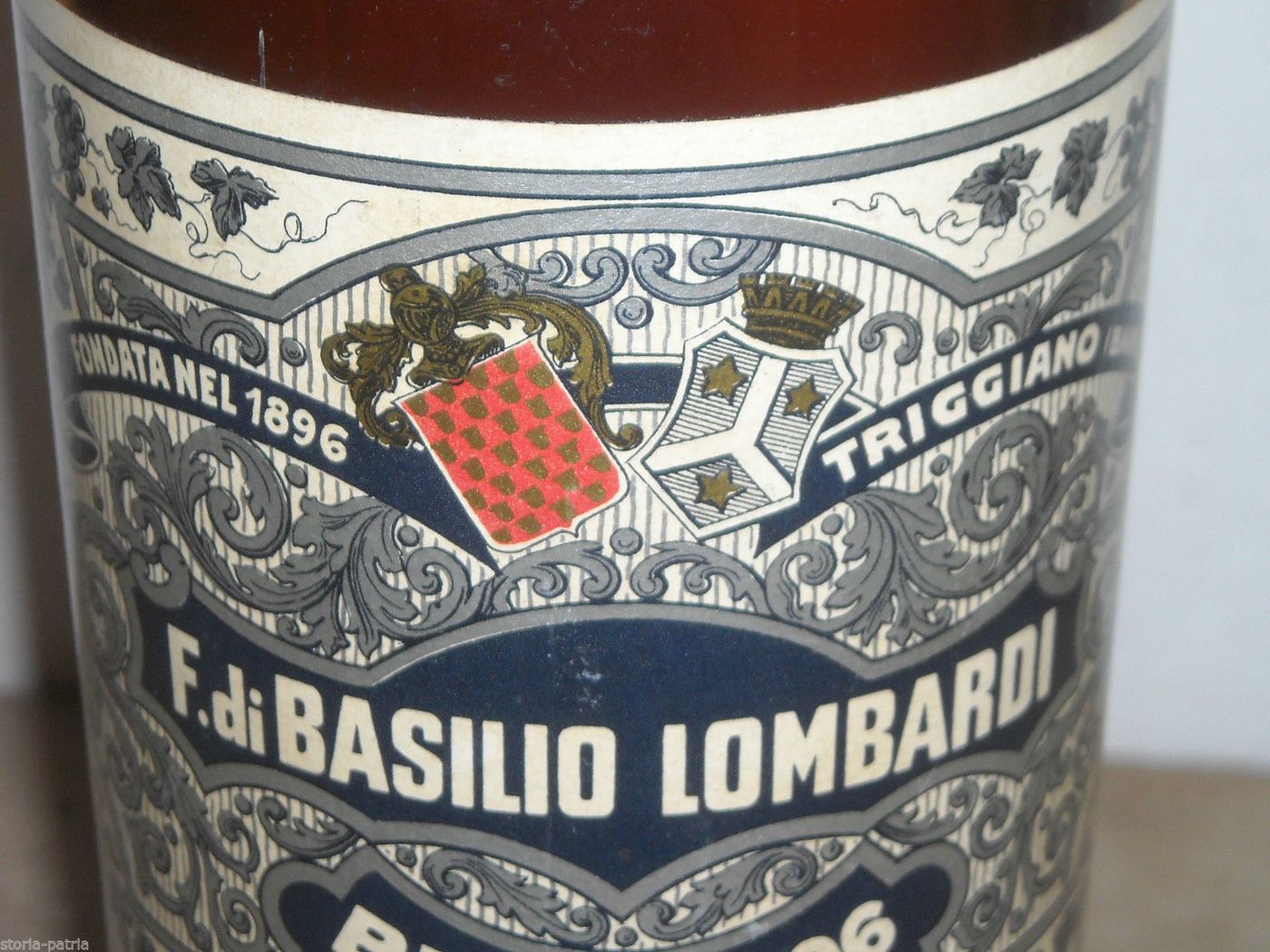 Bottiglia Brandy Lombardi Triggiano Puglia Epoca Etichetta Araldica