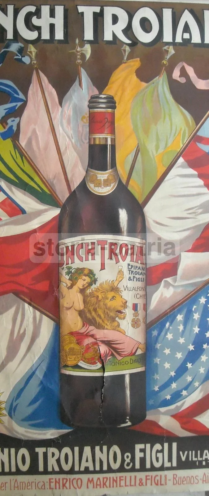 Poster Punch Troiano, Abruzzese Distillery Pescara, Fracchia Lithograph