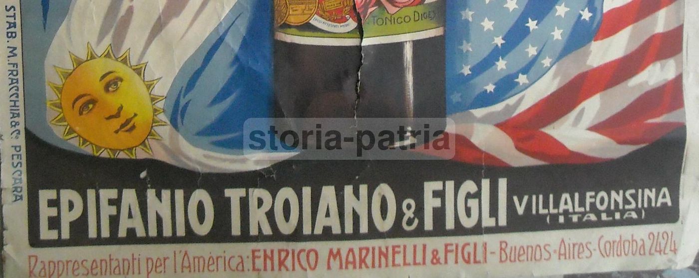 Manifesto Punch Troiano, Distilleria Abruzzese Pescara, Litografia Fracchia