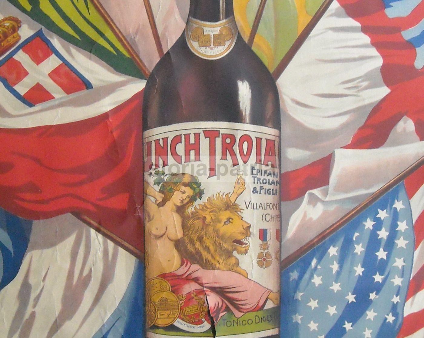 Manifesto Punch Troiano, Distilleria Abruzzese Pescara, Litografia Fracchia