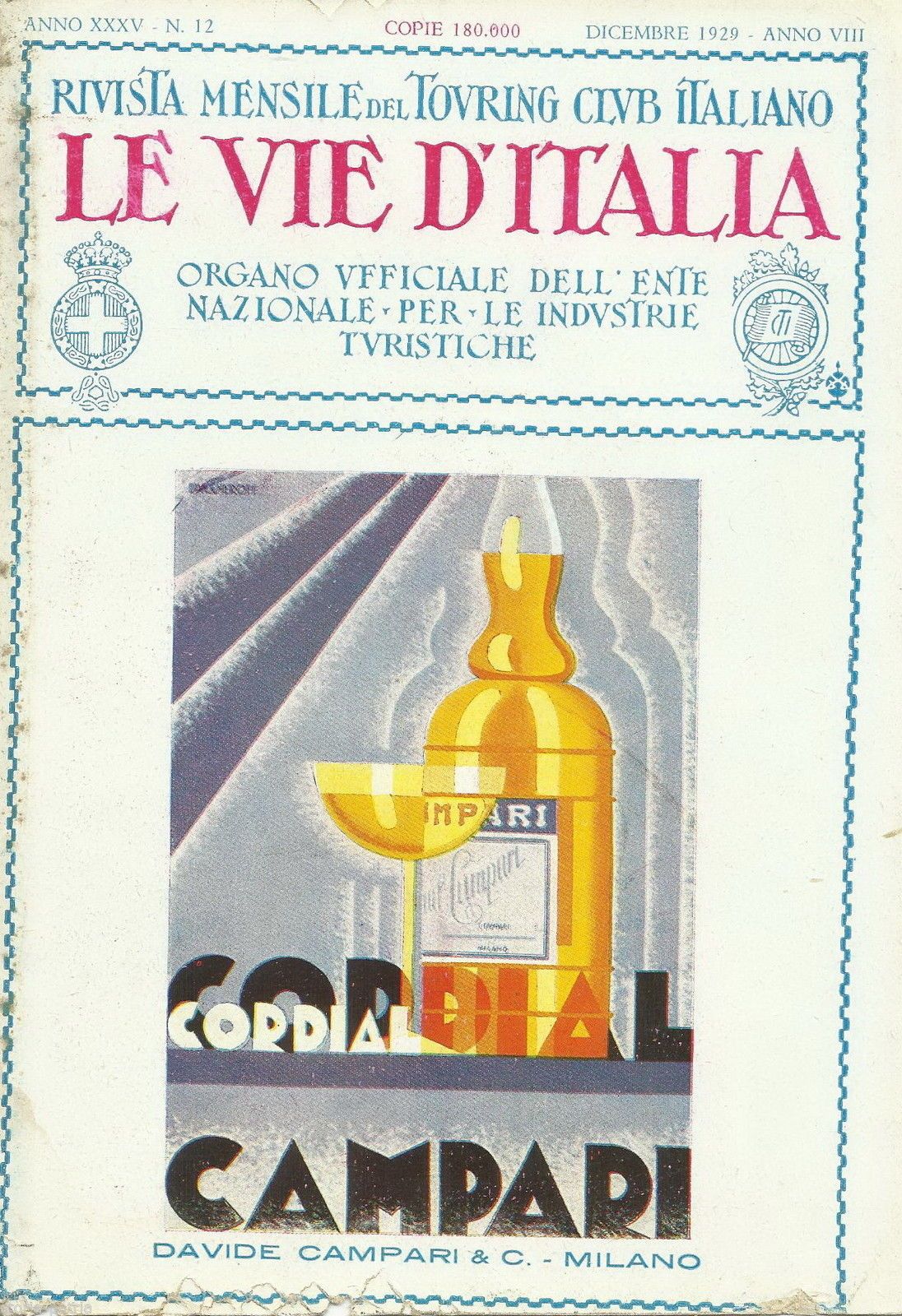 Pubblicità Cordial Campari Diulgheroff 1929 Magnesia Erba Aspirina