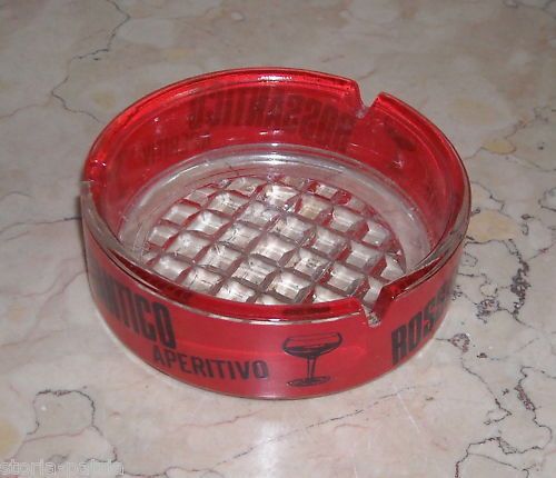 Posacenere Pubblicitario Rosso Antico Aperitivo Vetro Vintage