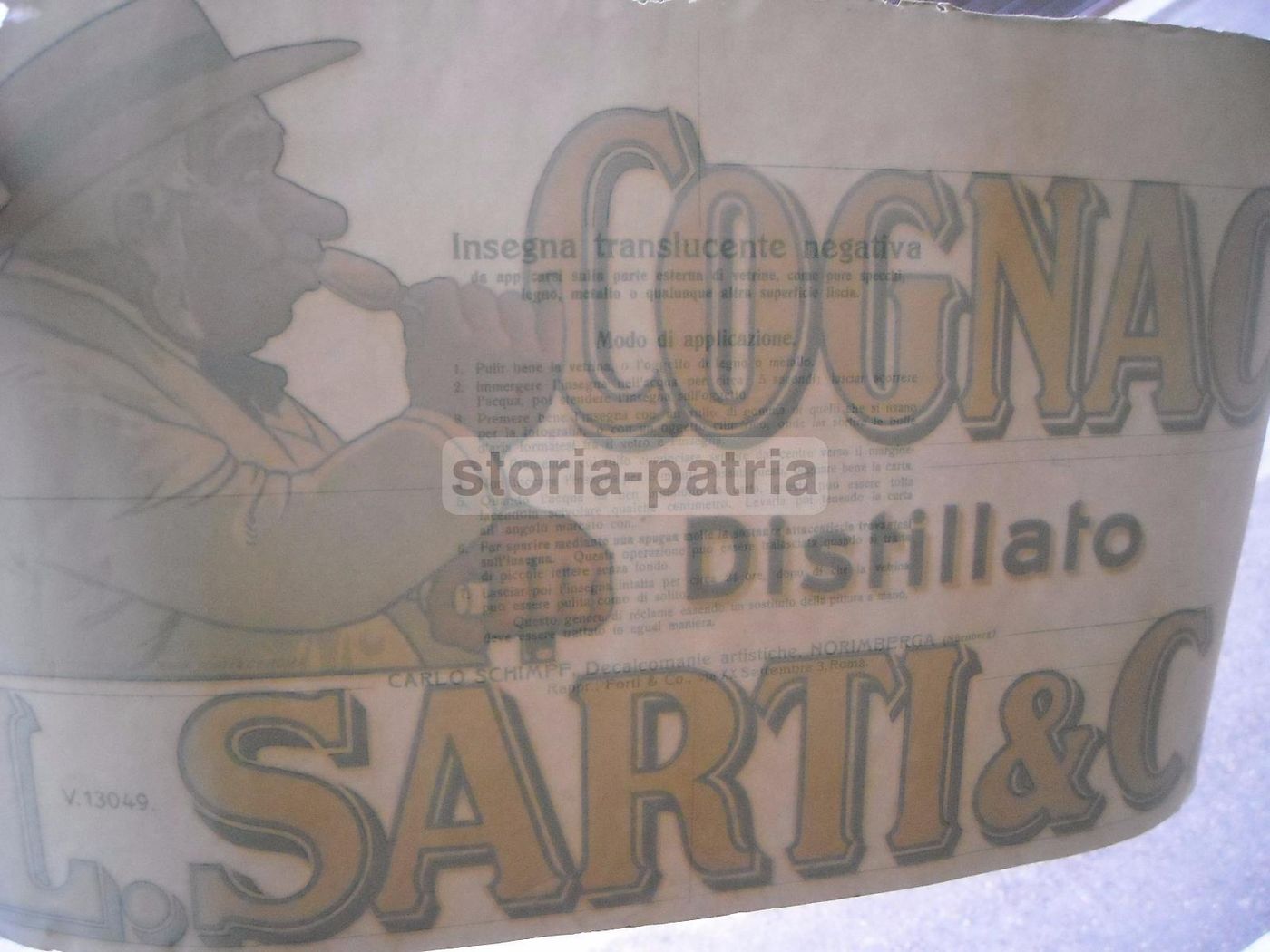 Vetrofania Pubblicitaria Cognac L. Sarti, Anni '30