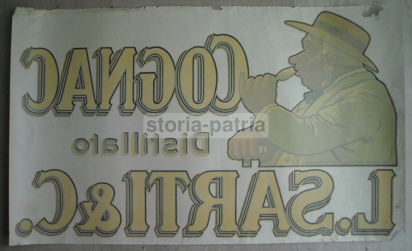 Vetrofania Pubblicitaria Cognac L. Sarti, Anni '30