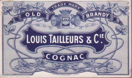Etichetta Cognac Louis Tailleurs Old Brandy, Epoca Araldica E Uva