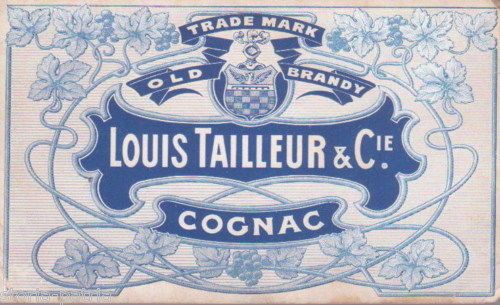 Etichetta Antica Cognac Louis Tailleur Old Brandy Araldica 1900
