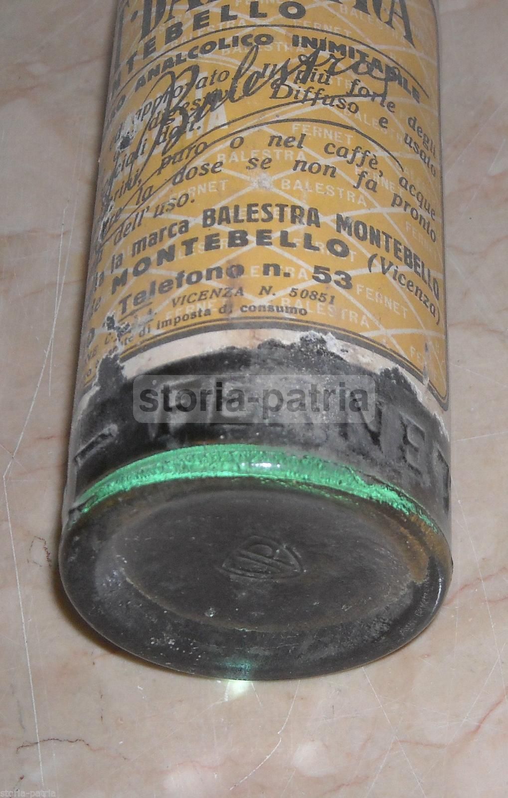 Bottiglia Fernet Balestra Montebello, Vicenza   Anni '50