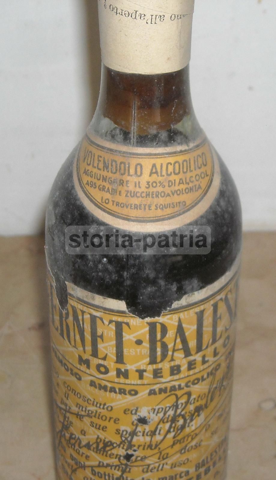Bottiglia Fernet Balestra Montebello, Vicenza   Anni '50