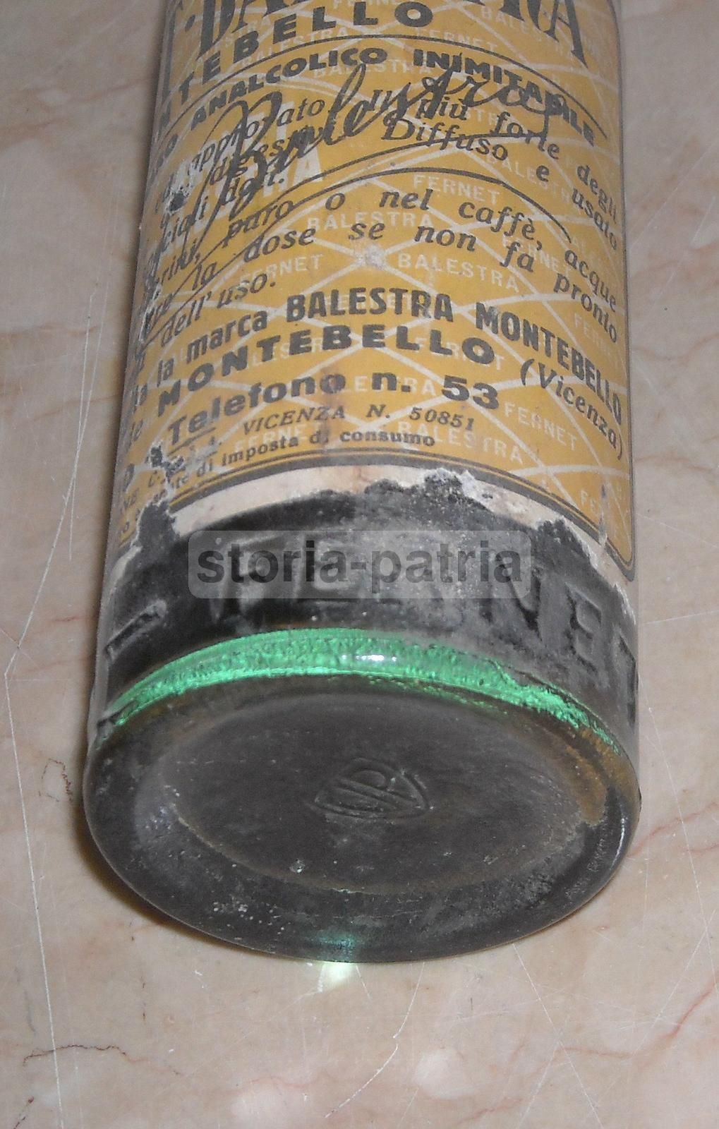 Bottiglia Fernet Balestra Montebello, Vicenza   Anni '50