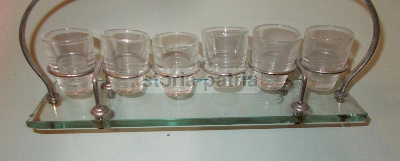 Set 6 Bicchierini Da Liquore E Rosolio Con Vassoio Vintage, Anni '20 '50