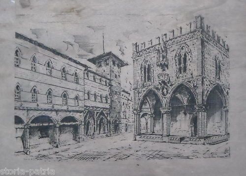 Scatola Vintage Liquori Sarti Con Veduta Città Italiana, Anni '50