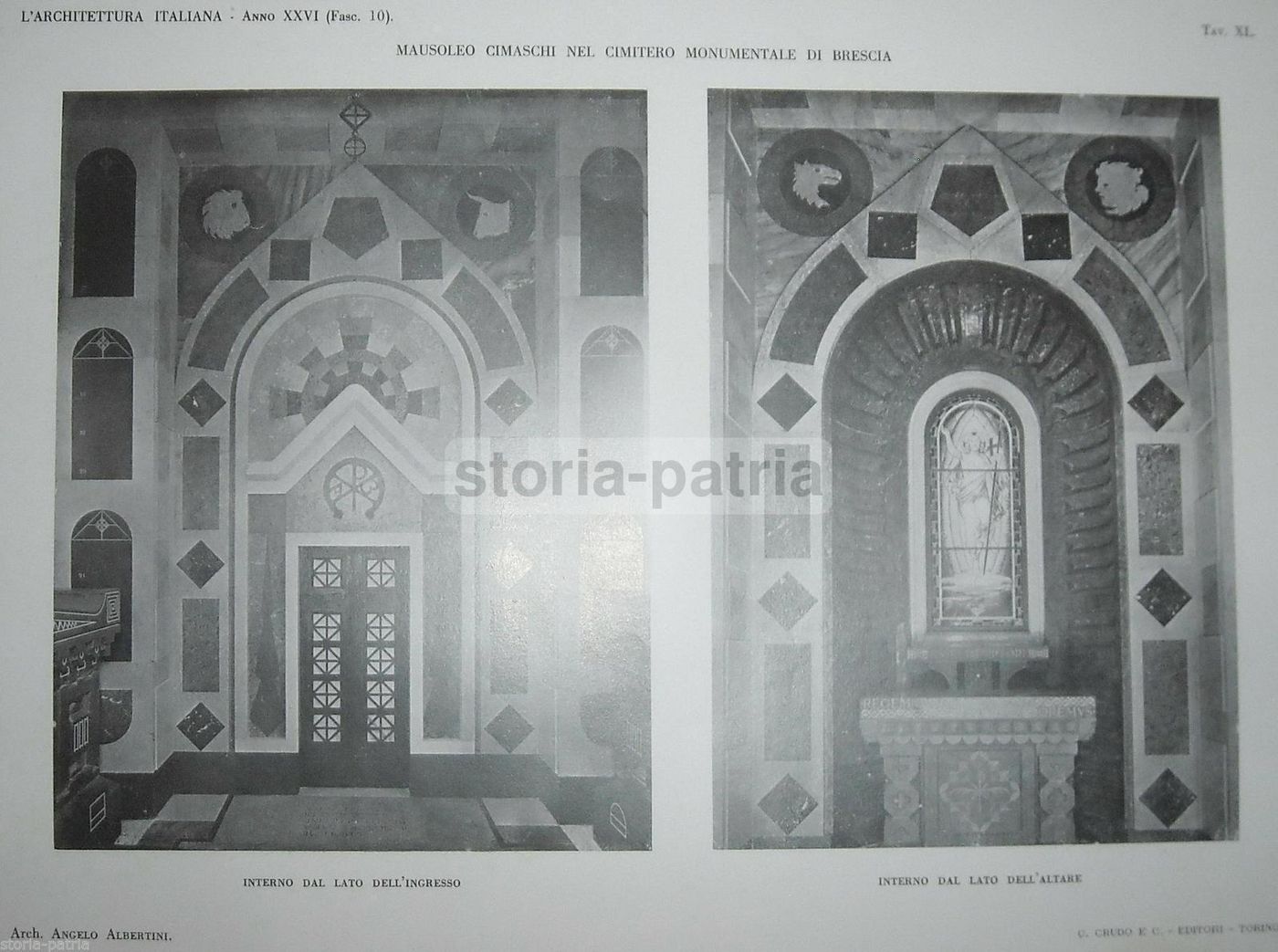 Stampe Mausoleo Cimaschi Brescia Architetto Albertini 1931