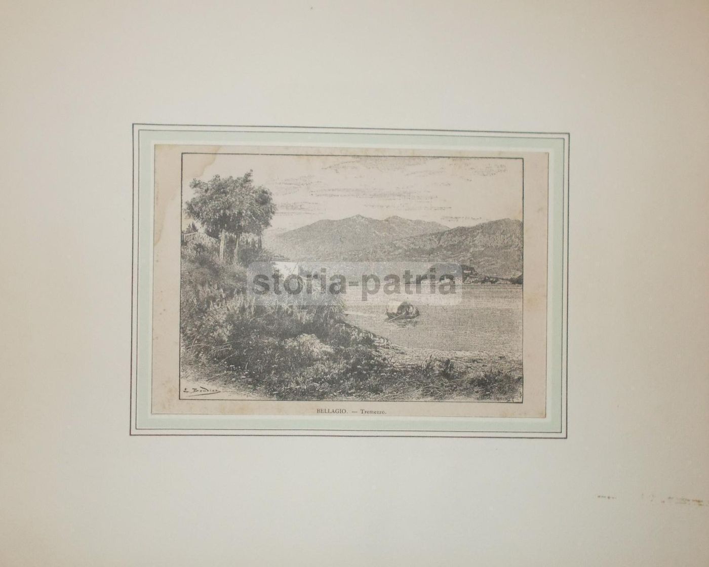 Stampa Antica Bellagio, Lago Di Como 1892: Veduta Paesaggistica