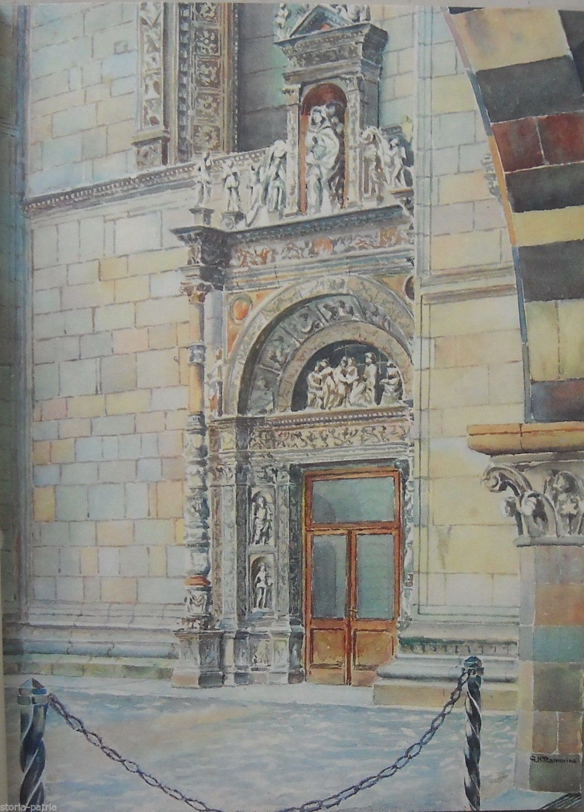 Como, Cattedrale (Porta Della Rana). Stampa A Colori Da Acquarello Di Ramorino, 1929
