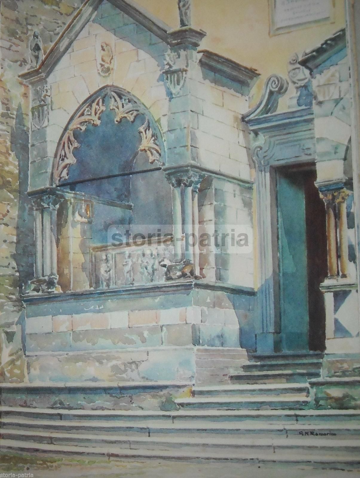 Tomba Dei Conti Andreani A Corenno Plinio, Lago Di Como. Stampa Di Ramorino