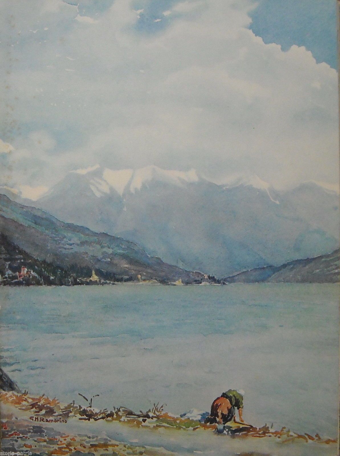 Alto Lario, Stampa d'Epoca A Colori Di Ramorino, 1929