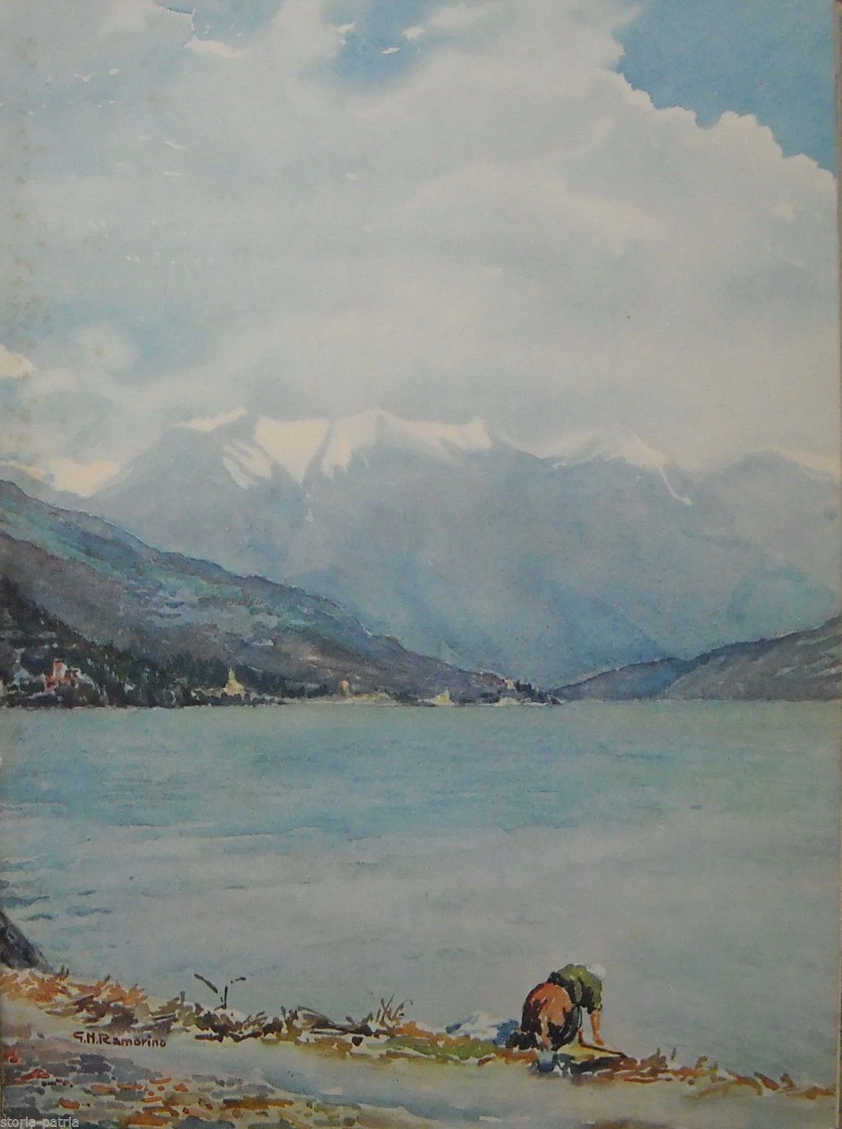 Alto Lario, Stampa d'epoca a Colori di Ramorino, 1929