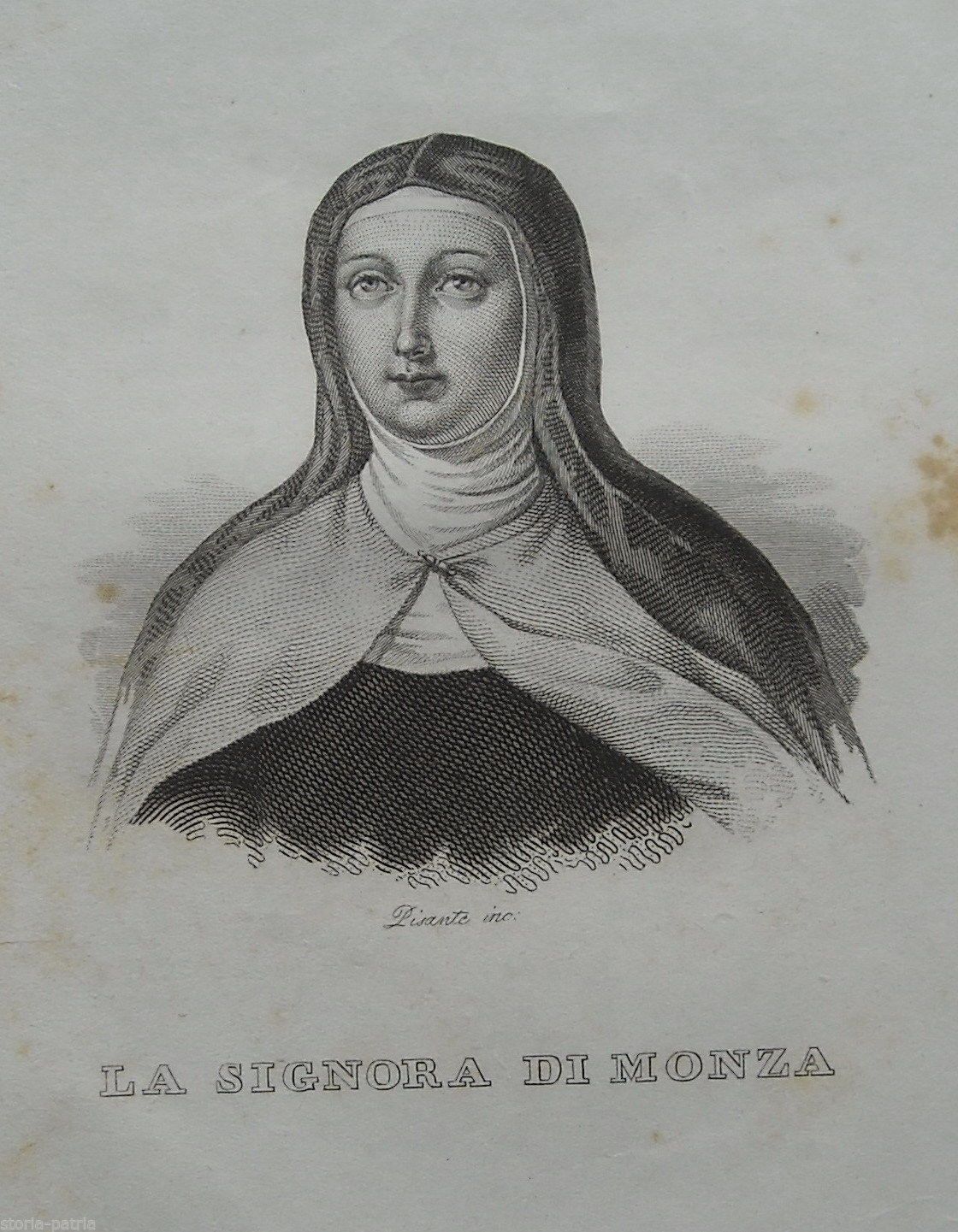 La Signora Di Monza: Incisione Antica Di Pisante (XIX Secolo)