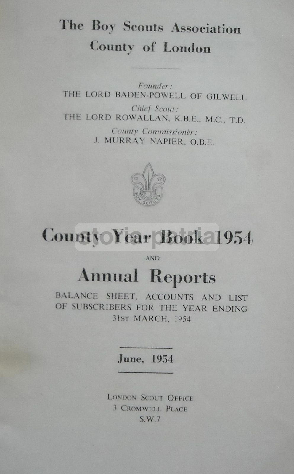 Boy Scout Association Londra 1954 Rapporto Annuale Illustrato