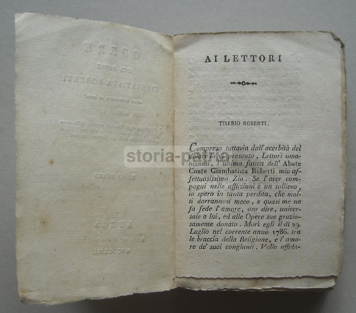 Opere Di Giambattista Roberti. Lucca, 1817, Edizione Bertini