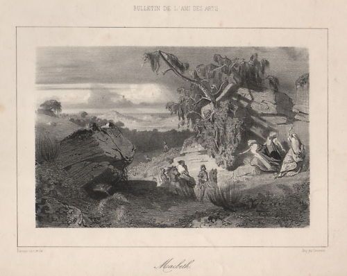 Macbeth, Litografia Originale Del XIX Secolo Di Francais (Lemercier)