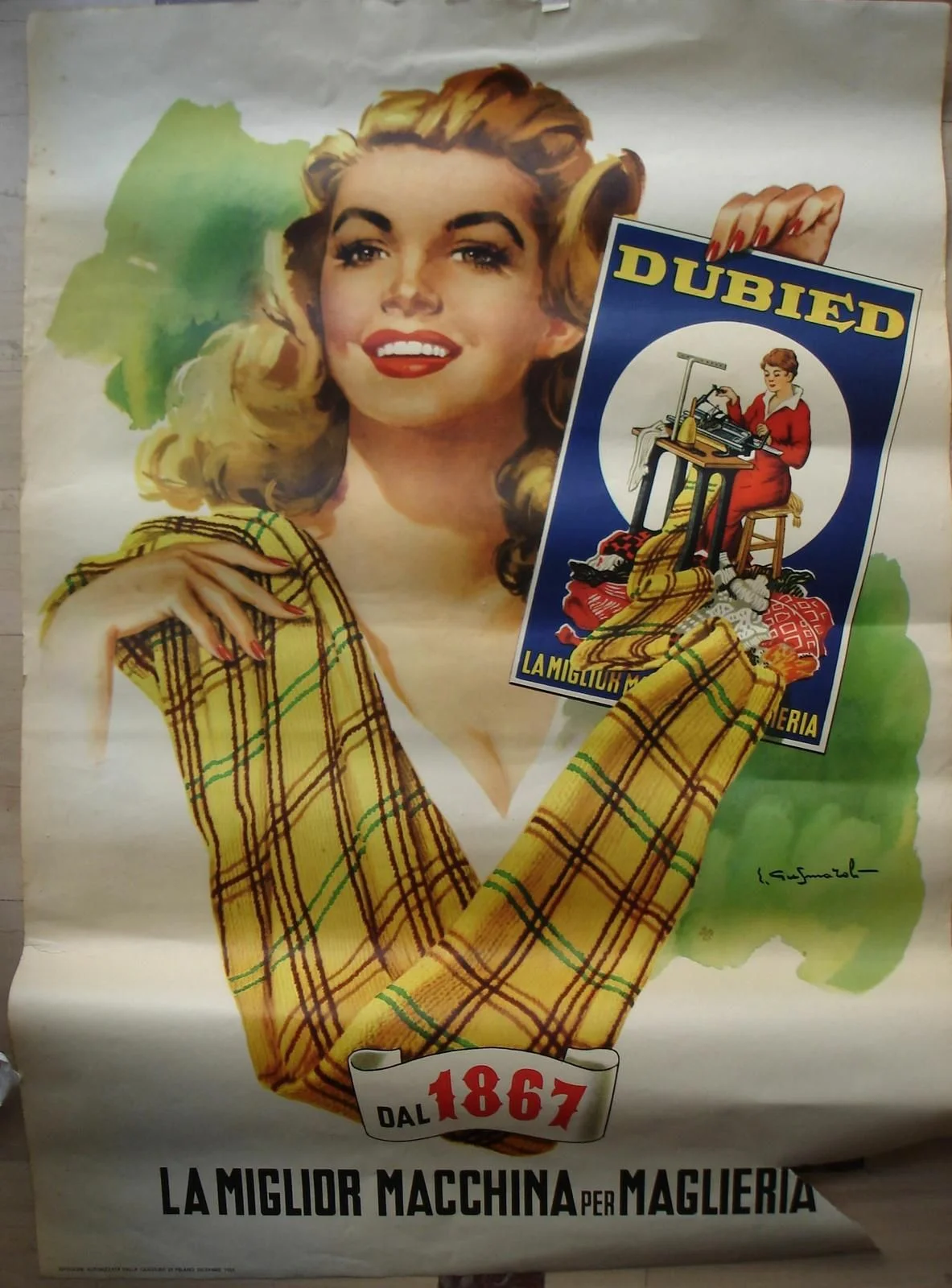 Dubied Knitting Machines Advertising Poster, 1955