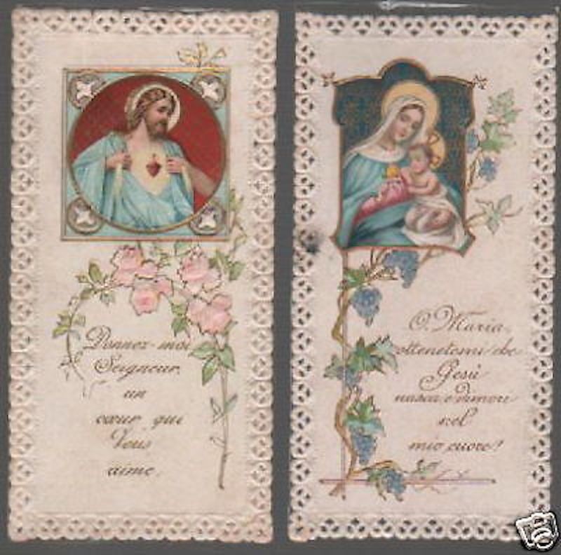 Due Santini Antichi Madonna Con Bambino E Cuore Di Gesù, Primo '900