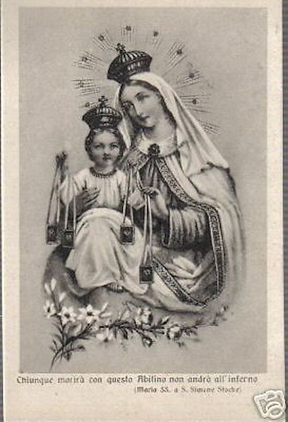 Madonna Del Carmine, Cartolina Devozionale "abitino", Anni '30