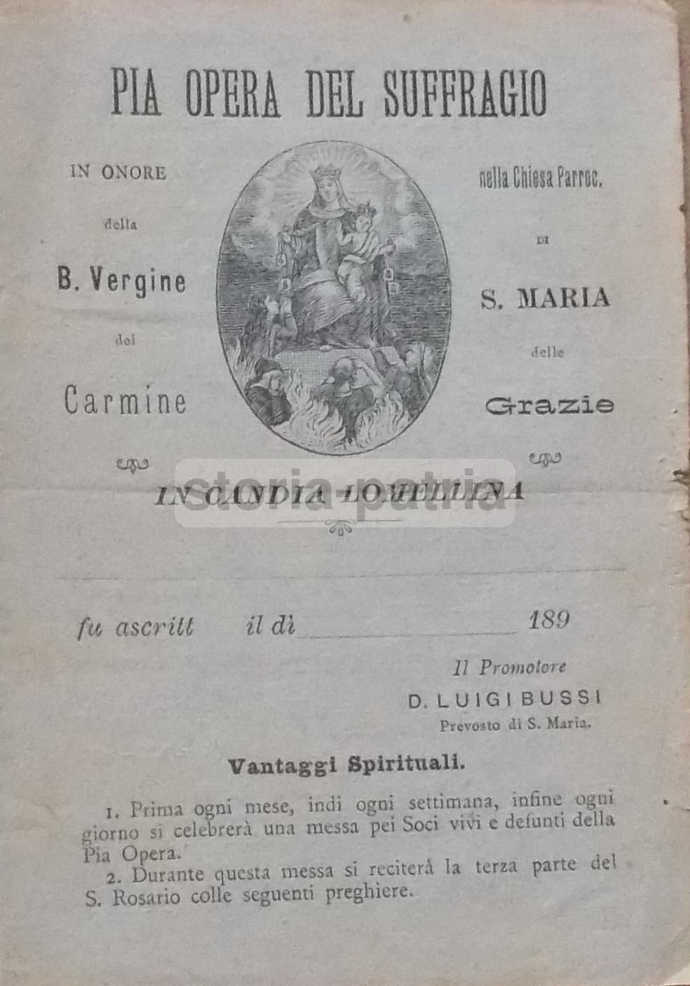 Madonna Del Carmine Candia Lomellina, Pieghevole Devozionale, 1890