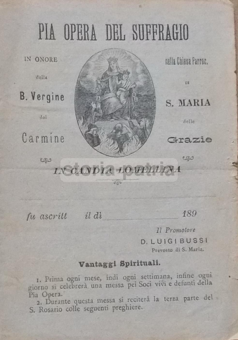 Madonna Del Carmine Candia Lomellina, Pieghevole Devozionale, 1890