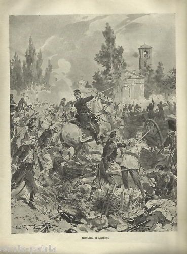 Antica Stampa Della Battaglia Di Magenta, Risorgimento