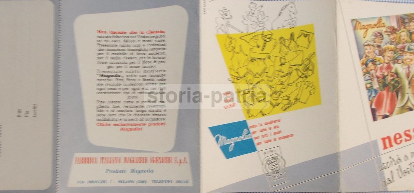 Depliant Pubblicitario Magnolia Maglieria Anni '50 Milano